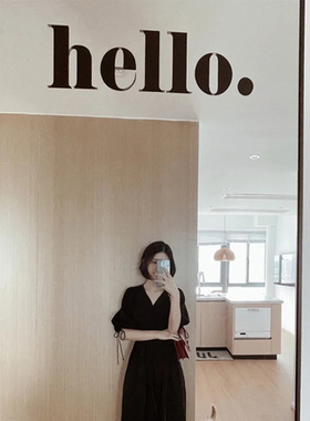 hello镜子装饰贴纸 克莱因蓝色英文字母墙贴小红书落地镜自拍防撞