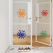 饰防撞 店铺镜子自拍背景玻璃橱窗装 简笔画太阳贴纸 网红奶茶服装