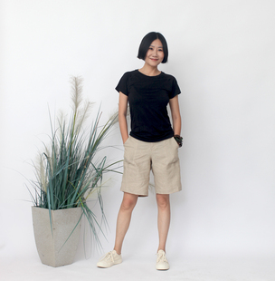 布麻范原创 夏款中性风简洁凉快百搭的麻色亚麻5分短裤 白话