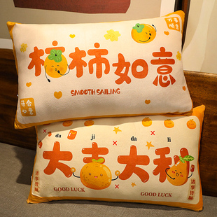 柿子毛绒抱枕玩具抱枕柿柿如意靠枕前途无量发财玩偶女生抱枕趴睡