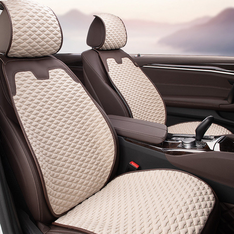 恒源祥新款纯天然亚麻汽车座垫免绑防滑通风四季通用男女时尚坐垫