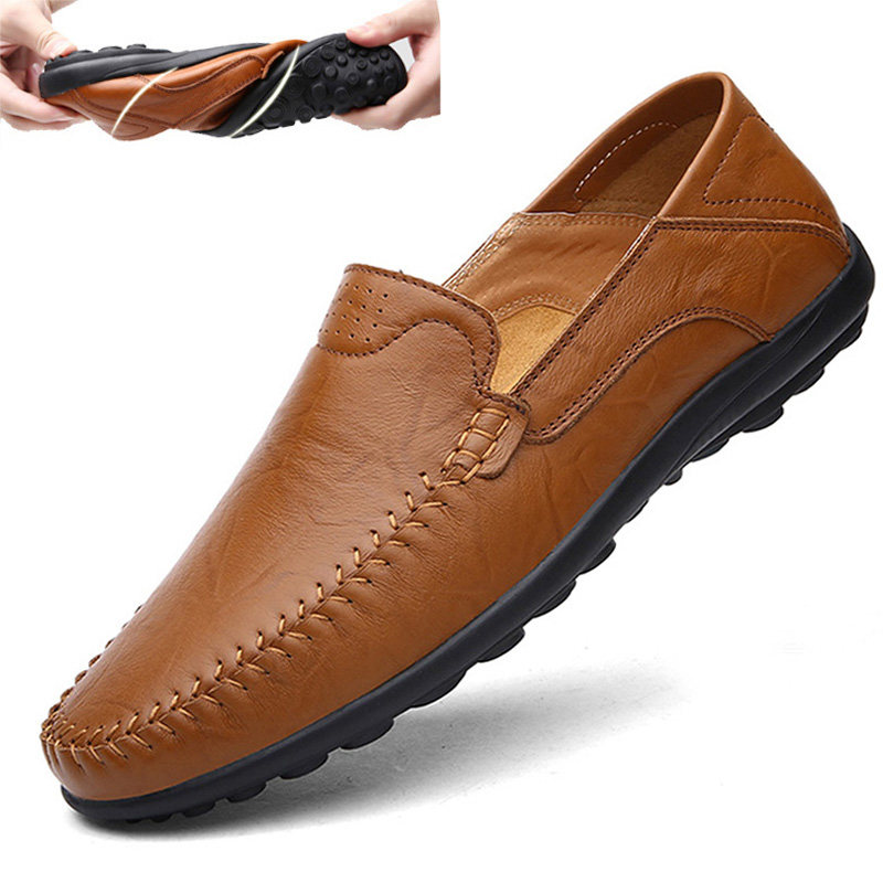 2026春季品牌皮鞋男休闲男士豆豆鞋真皮男鞋一脚蹬懒人鞋子软底潮,流行男鞋,乐福鞋（豆豆鞋）,淘宝优惠券,粉丝福利购,淘宝优惠卷