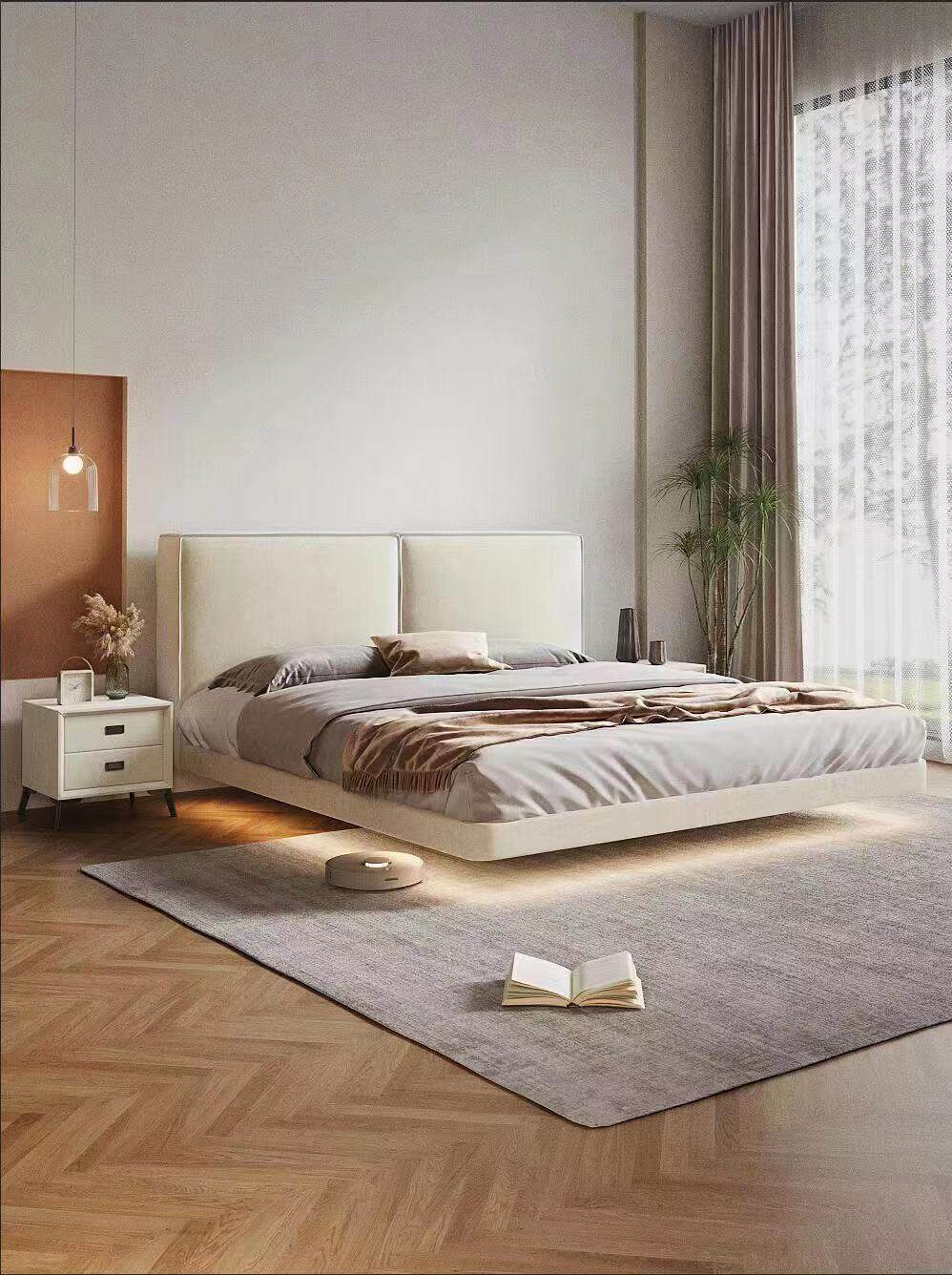 新款豆腐块悬浮床布艺床皮床/双人床1.5米1.8米