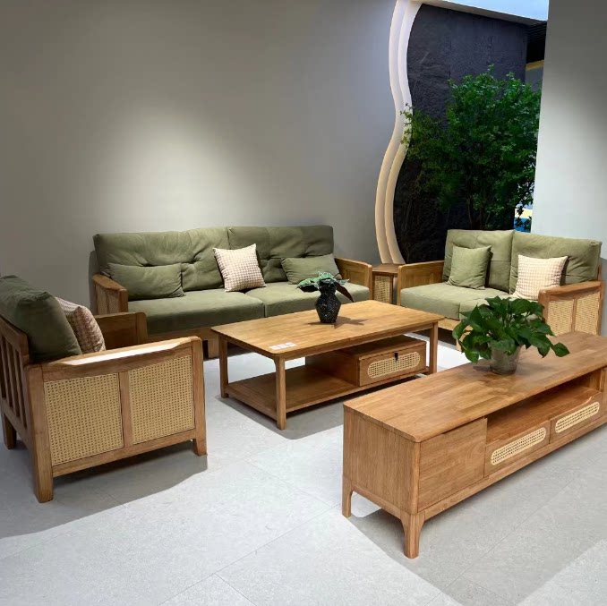 客厅沙发组合诧寂风实木沙发简约小户型