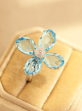 欧美风人造水晶两用多色夸张戒指