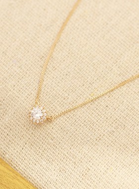 新品简约几何圆形吊坠锁骨链女