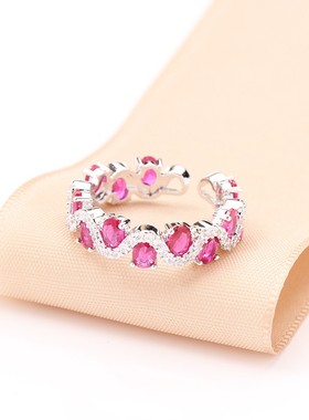 微镶锆石开口可调节戒指食指镀金