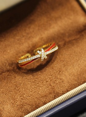 欧美个性小众马蹄戒指镀金开口