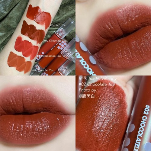 Romand奶茶唇釉哑光雾面红棕色