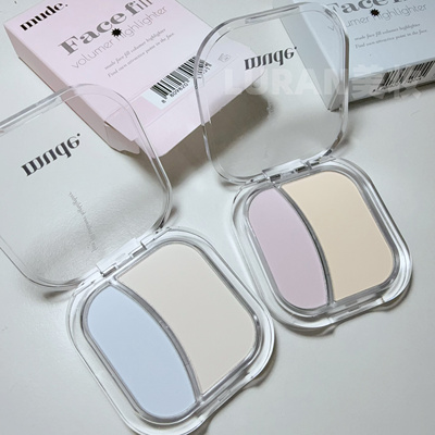 韩国mude高光盘轻薄提亮卧蚕双色哑光珠光腮红自然修容立体粉饼盘