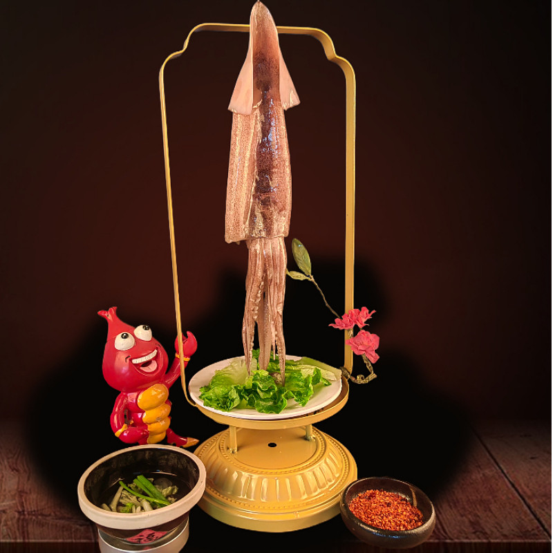 韩式烤肉特色大鱿鱼炸物网红火锅店创意铁艺鸭肠挂架餐具餐厅商用