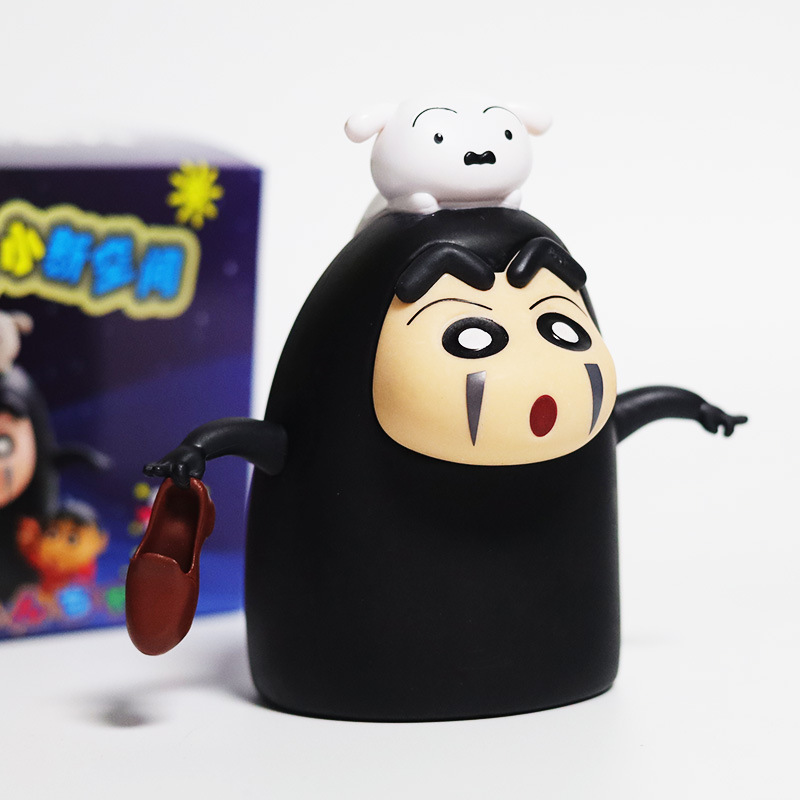 恶搞有趣变装蜡笔小新cos无脸男Q版公仔手办模型车载