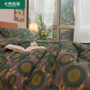 高级轻奢复古色织双层纱a类全棉超柔软母婴级双层纱被套