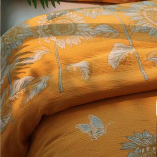 太阳花被套2025新款a类纯棉母婴级双层纱四件套单件棉纱儿童定制