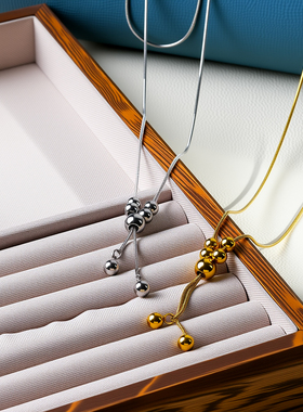 可抽拉调节钛钢长款毛衣项链配饰