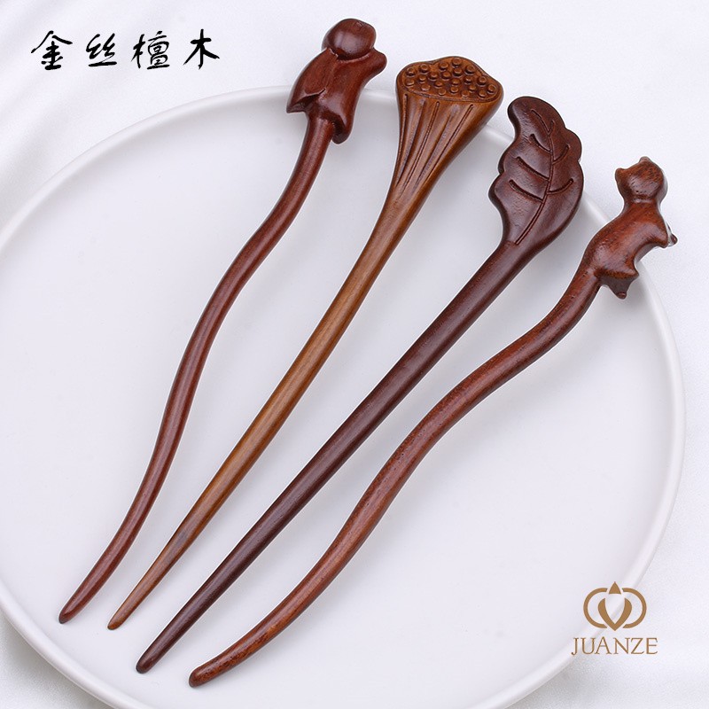 高档金丝楠木复古发簪发钗簪子古风发饰头饰手工盘发简古典约个性
