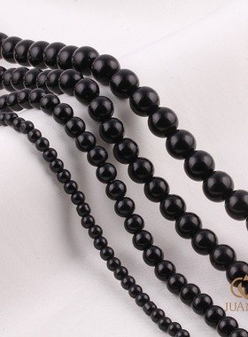 黑色玻璃仿珍珠直孔玻璃珠散珠diy手工串珠项链手链串珠人造珍珠