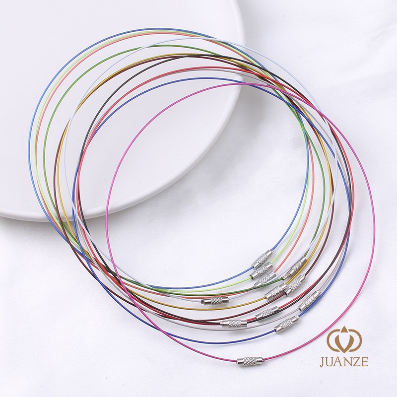彩色钢线项圈女钢丝串珠diy手工材料配件颈圈项链颈带高级感配饰