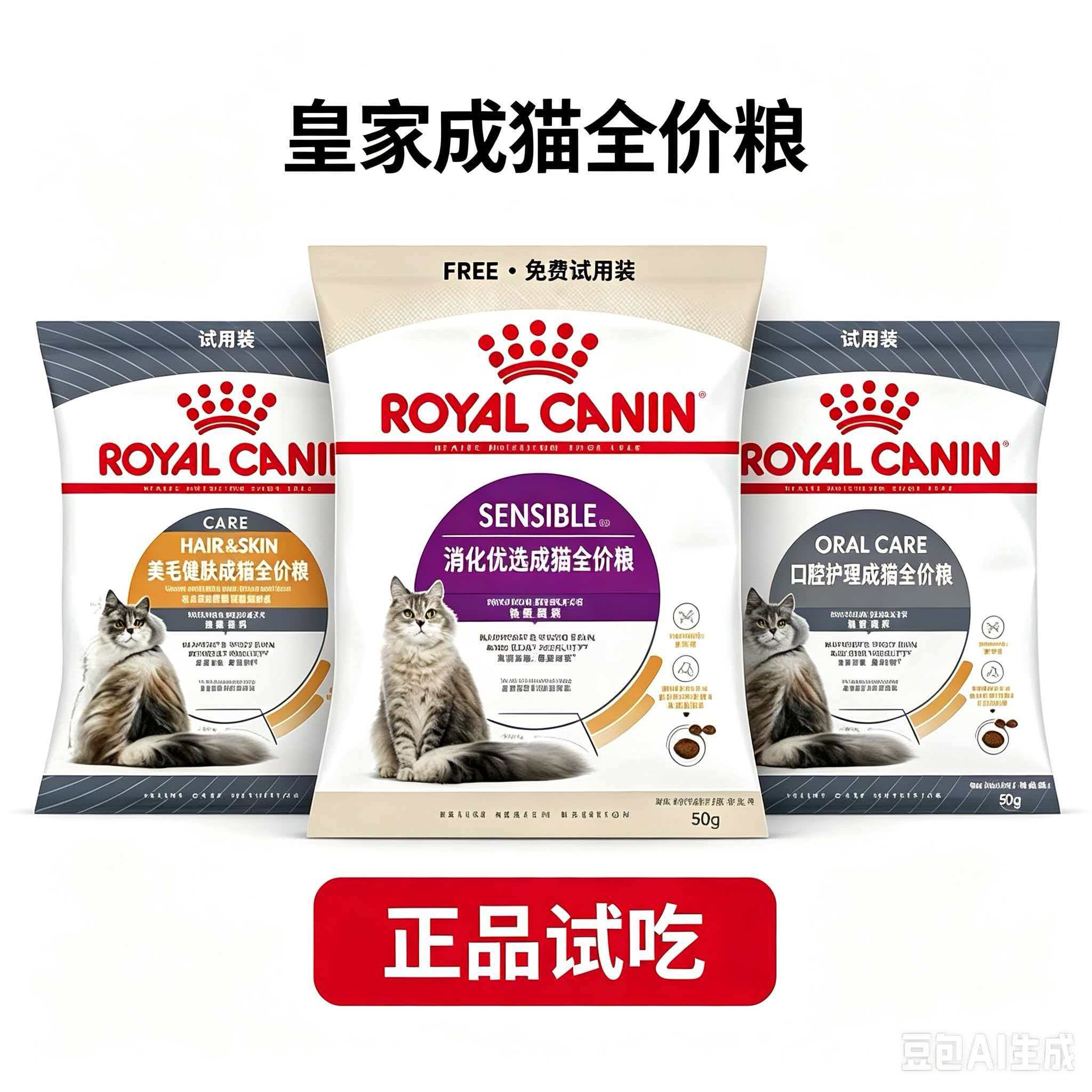 皇家消化优选全价成猫粮S33试吃装增肥H33美毛护肤肠道口腔护理粮图片
