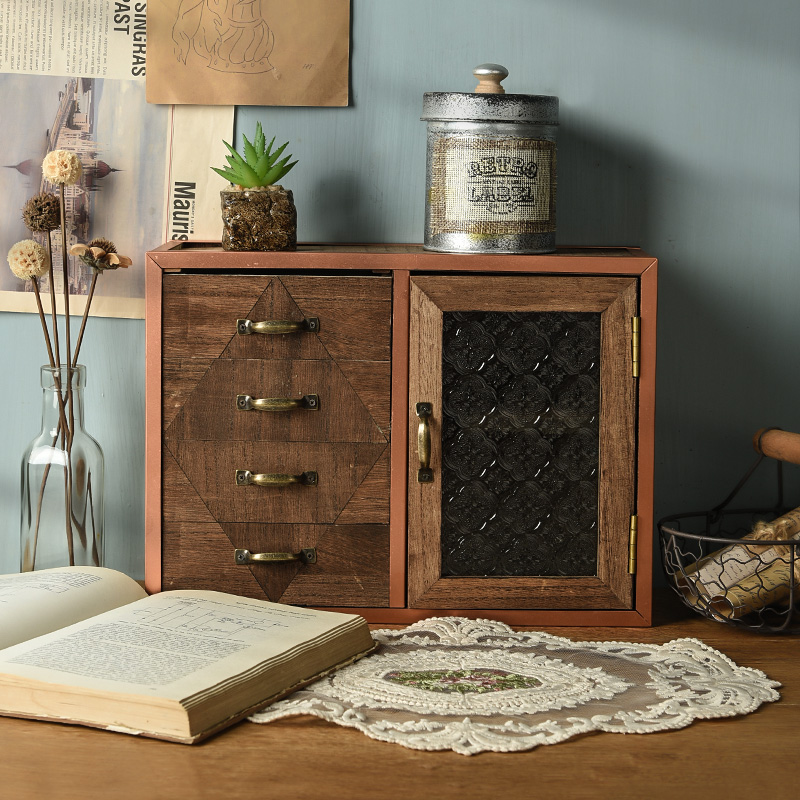 木易洋半手工木桌面复古玫瑰金边