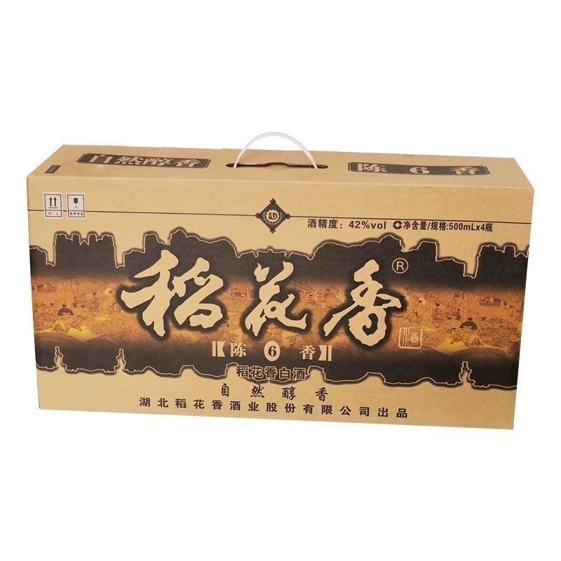 稻花香酒陈香6浓香型白酒42度500ml*4瓶整箱礼盒装陶瓶纯粮优级