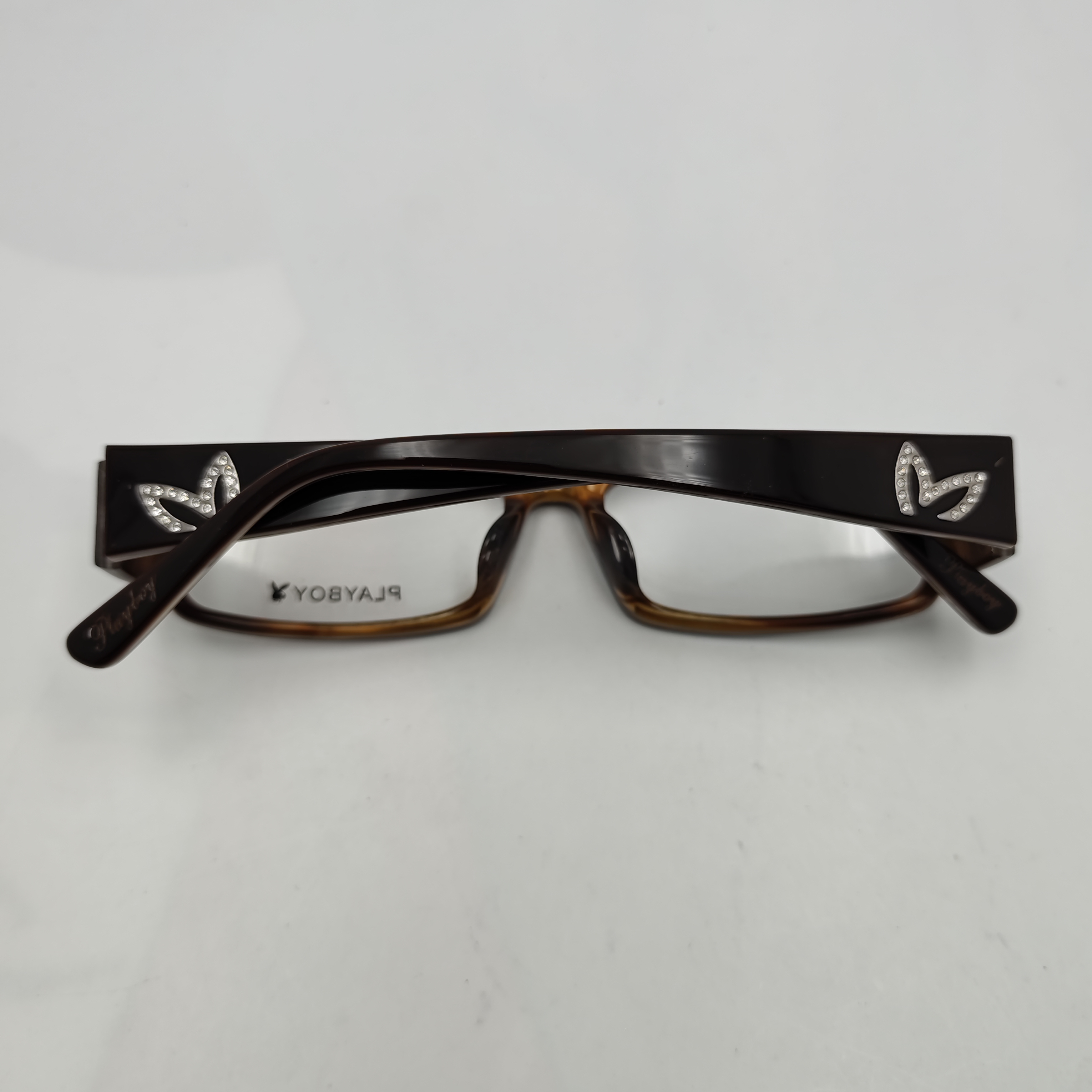 Playboy男女方形光学镜框深棕渐变配色轻便耐用水钻时尚精致CE484