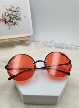 出口韩国/红色圆太阳镜开车男女专用出行旅游拍照墨镜LC070