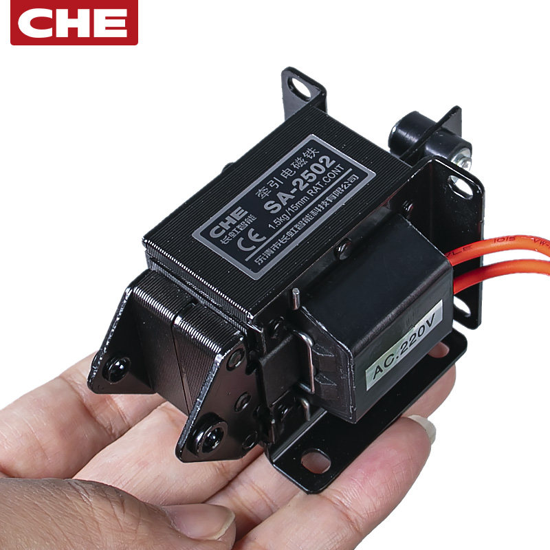 CHE交流牵引电磁铁SA-2502推拉式2602/3502/220V伏线圈强力长推杆,电子元器件市场,磁性元件/磁性材料,淘宝优惠券,粉丝福利购,淘宝优惠卷