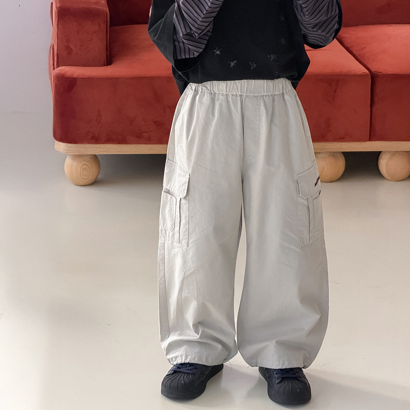 棉小铺男童工装裤儿童春季韩版2026新款潮酷刺绣宽松运动童装裤子