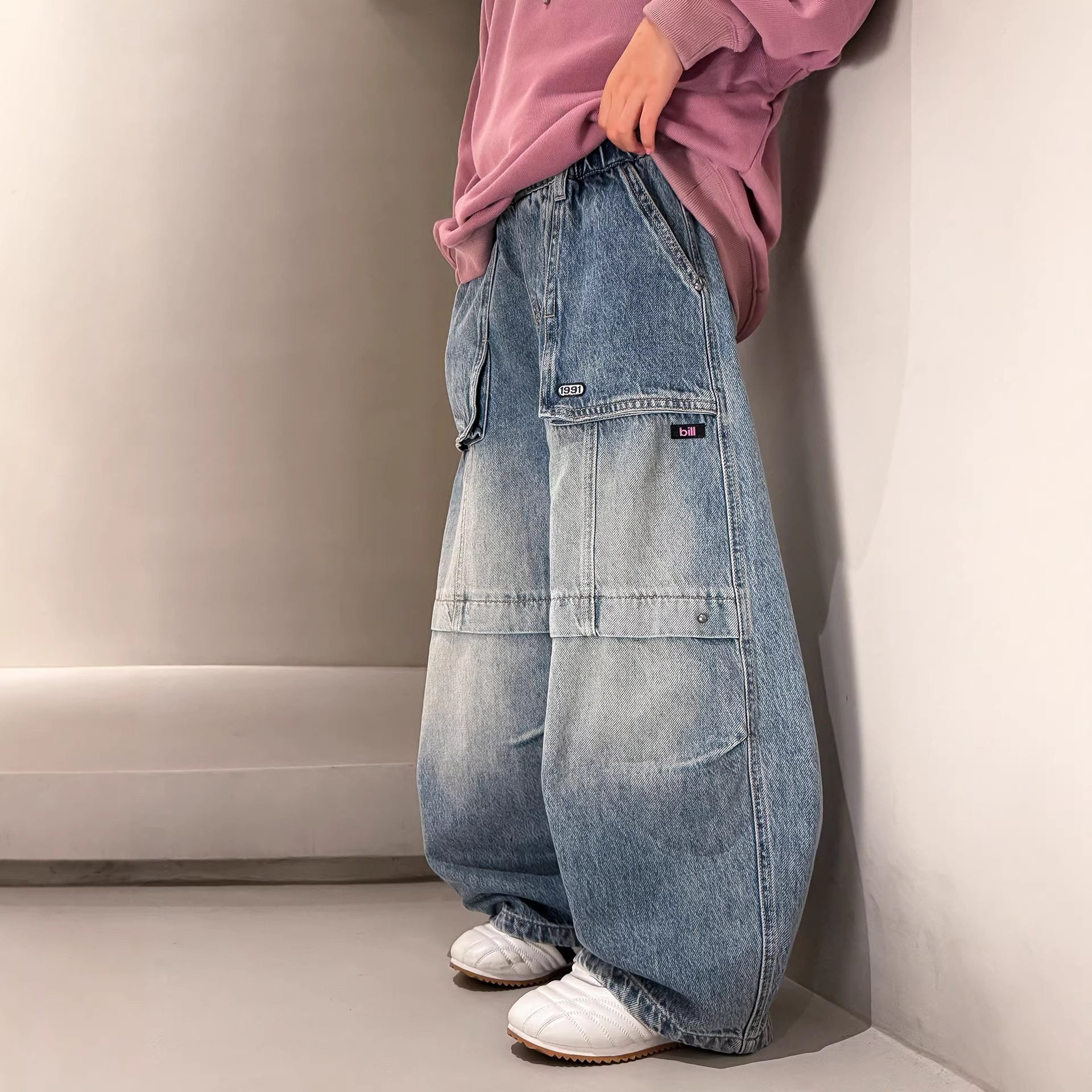 男童牛仔裤春秋款2026新款大儿童装痞帅宽松休闲直筒裤子男孩春装