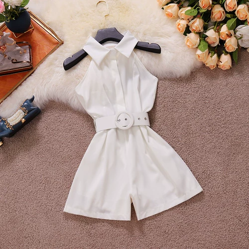 Весенний летний комбинезон, шорты без рукавов, штаны, с открытой спиной, городской стиль, свободный крой