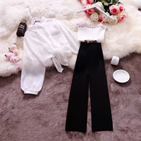 Летний фонарь, трикотажный жилет, штаны, комплект, защита от солнца, цветочный принт, 3 предмета