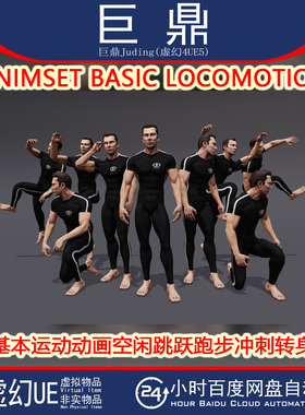 虚幻UE5.1+ ANIMSET BASIC LOCOMOTION 人物基本运动动画空闲跳跃