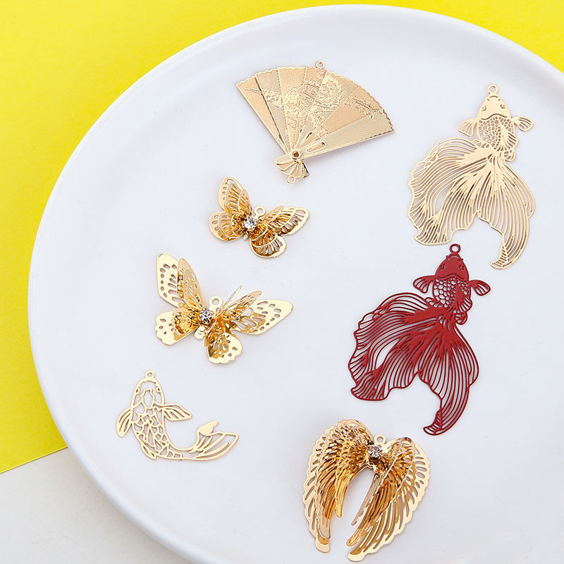 国风锦鲤金鱼折扇蝴蝶天使翅膀保色铜片吊坠DIY手工饰品耳饰材料,饰品/流行首饰/时尚饰品新,其他DIY饰品配件,淘宝优惠券,粉丝福利购,淘宝优惠卷