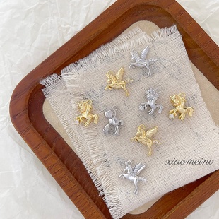 铜镀18k保色麒麟马独角兽锆石挂件吊坠diy手工项链耳环饰品配件