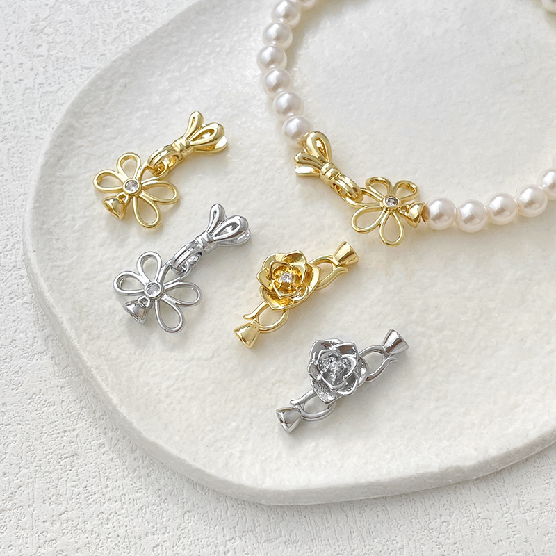 山茶花蝴蝶连接扣铜镀真金配件