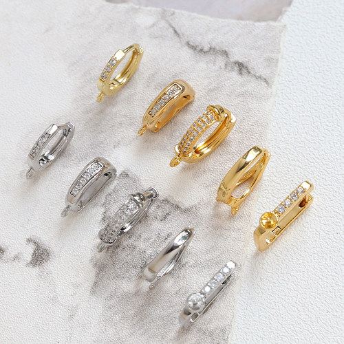 保色珍珠挂扣铜镀真金饰品配件