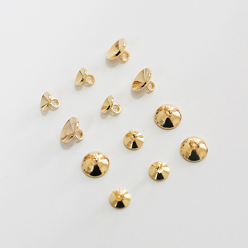 18k铜包金花帽花托保色吊帽diy手工耳环首饰品珍珠吊坠配件材料