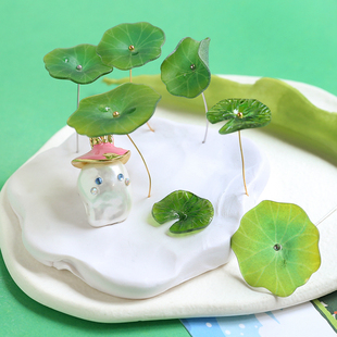 阿飘可爱夏日遮阳荷叶树脂手持配件DIY手工饰品巴洛克自制材料