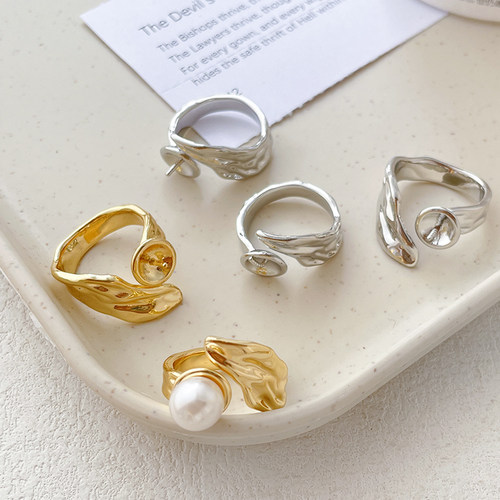 14k包金保色镀真金巴洛克不规则珍珠戒指托diy手工饰品戒指配件 - 封面