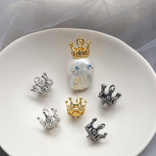 铜镀真金镶锆皇冠阿飘女巫吊坠diy手工饰品巴洛克珍珠插针配件