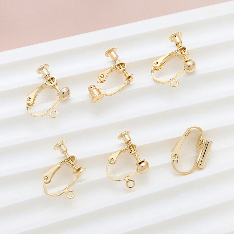 铜包金保色电镀单吊带挂耳夹无耳洞固定夹DIY手工饰品耳饰耳环配