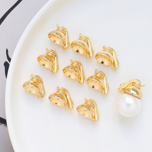 铜镀真金保色阿飘珍珠姑娘帽子DIY手工饰品自制巴洛克插针配件