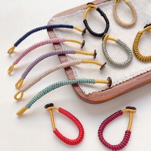纯色系手工编绳金刚结指环扣挂绳钥匙扣diy手工挂饰线圈宋锦配件