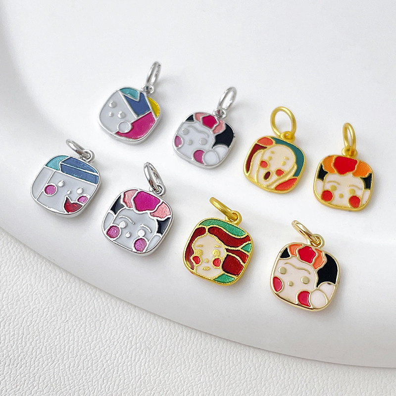 真金电镀珐琅彩双面世界名画沙金吊坠diy饰品手链项链耳饰配件