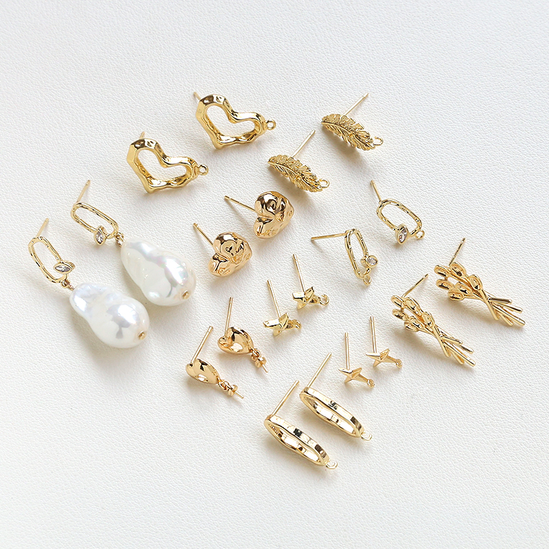 星星叶子复古s925耳钉diy手工