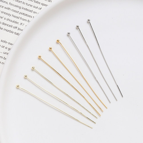 保色圆头T针铜镀真金饰品配件