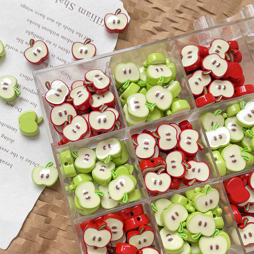 【苹果】合金滴油一口苹果珠子diy手工手链项链串珠手机链配件