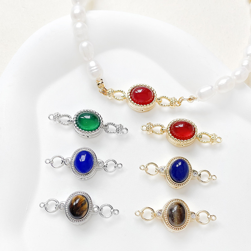 保色18k金双吊环圆形红蓝玛瑙珍珠扣diy手工饰品手链项链串珠配件,饰品/流行首饰/时尚饰品新,其他DIY饰品配件,淘宝优惠券,粉丝福利购,淘宝优惠卷