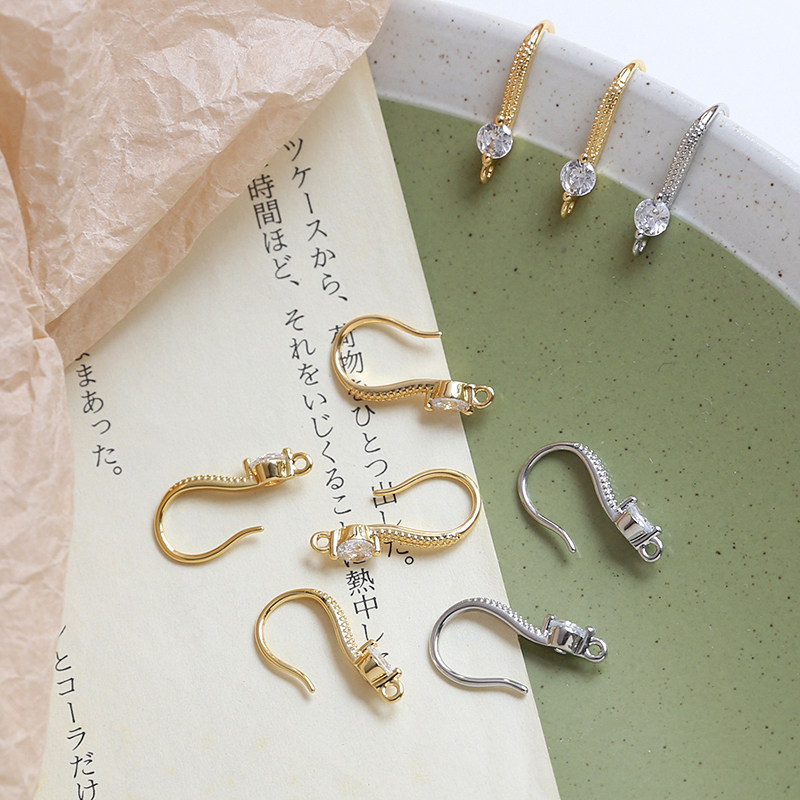 18K真金电镀铜包金耳勾耳钩diy用手工制作保色不褪色饰品耳环配件